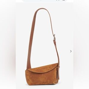Alexander MQueen T-Bar Sling Bag in Tan suede